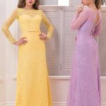 Cheap elegant formal dresses online shop in satin and lace with long sleeves