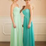 Simple tiffany green long formal dresses in chiffon with sweetheart neckline and bright decorations