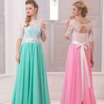 Abiti per damigella d'onore adulta con scollo a barca corpetto in pizzo e gonna in chiffon cintura con decorazioni luminose