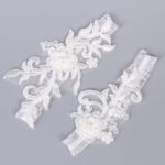 Giarrettiere Sposa effetto tattoo con applicazione di Pizzo floreale bianco