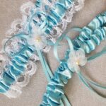 Ligas de novia azules en raso y encaje en venta online low cost
