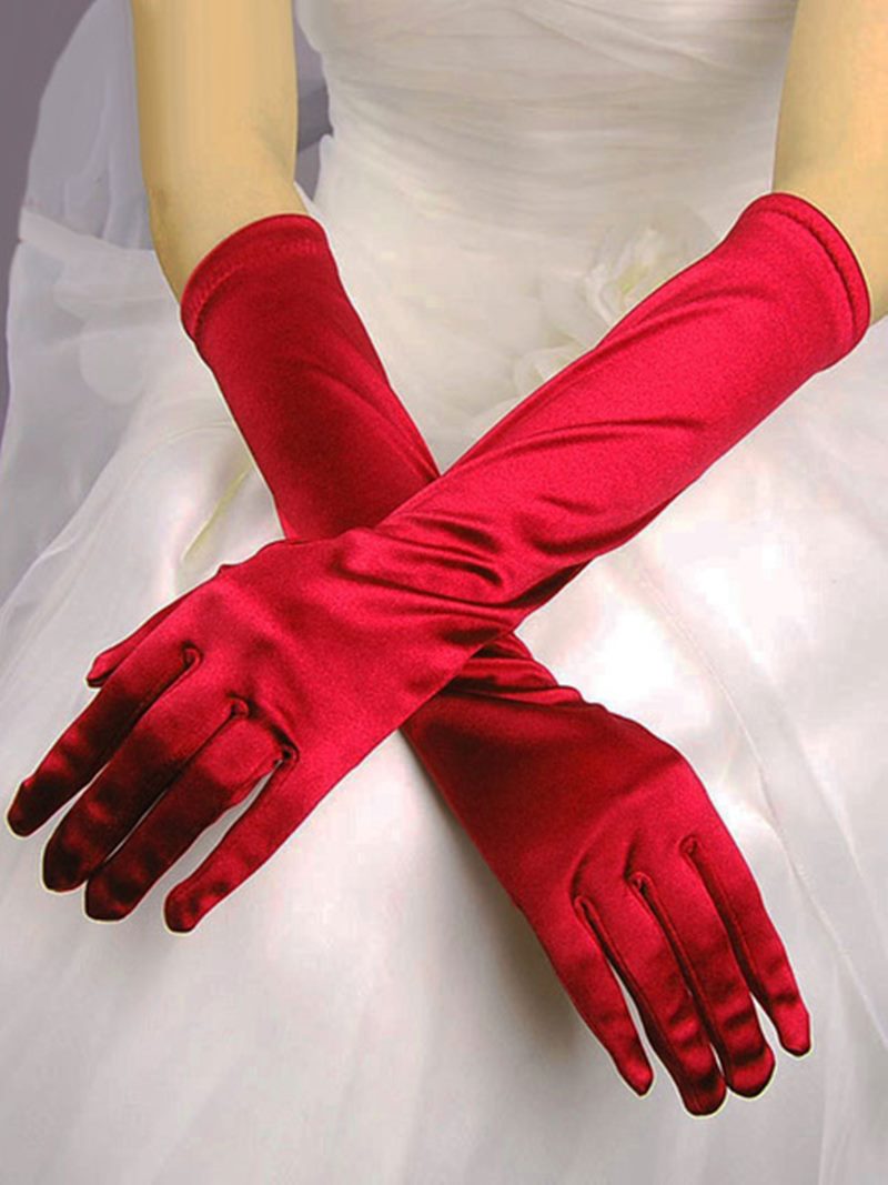 Guantes de novia rojos para vestido de novia o ceremonia 2021 longitud media en - Sposamore
