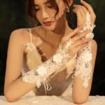 Bridal Gloves at Cheap Price Online in Lace with lights, flowers and beads