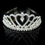 Bridal diadem tiara for a princely look in silver rhinestone for hairstyle