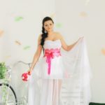 Vestiti 18 anni economici stile impero in chiffon con scollo a cuore e cintura decorata in pizzo e raso con un fiocco e pietre scintillanti