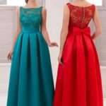 Elegantes vestidos formales para bodas baratos con falda de satén y corpiño de encaje a la venta en internet