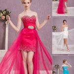 Vestidos de dama de honor e invitadas al matrimonio con muchos adornos brillantes y cola desmontable colección 2021