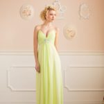 Vestito damigelle d'onore online lungo scivolato con spalline sottilissime in chiffon scollo a V e punti luci