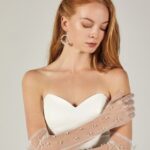 simple long bridal gloves collection 2021 white or ivory with beads