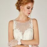 Guantes de novia cortos de tul con piedras brillantes online