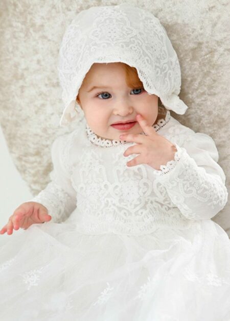 Abiti neonato shop online abbigliamento total look cerimonia e fashion per  bambini fatto in raso e pizzo con cappellino - Sposamore