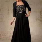 Vestido de fiesta para la madre del novio con chaqueta de satén, corpiño de encaje con escote recto y falda larga de chifòn plisada