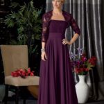 Vestido formal para la madre del novio estilo imperio corte A confeccionado en encaje el corpiño  y falda de chifòn