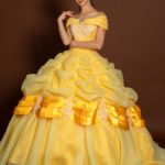 Belle disney yellow wedding dress for sale online at an affordable price made in satin, organza and lace