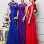 Bellissimo ed elegante abito da cerimonia in pizzo macramè arricchito di luminosi materiali schiena scoperta