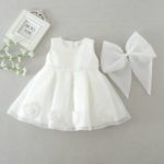 Prenatal ceremony dresses for girl 2021 for all sizes with inner lining made of organza with ornaments and bow