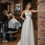 Abito da sposa A-line economico con scollo a cuore fatto in satin