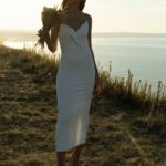Cheap straight cut wedding dress with V neck made in taffeta