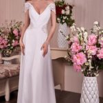 Salerno wedding dresses, Provocative bespoke wedding dress made in chiffon, slip with draped and seductive bodice, deep V neckline