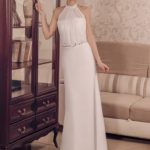 Verona wedding dresses, clean-cut American-style wedding dress made in chiffon with an important jeweled belt at the waist