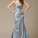 Long formal dresses new 2021 collection, mermaid style dress made of gray silk satin