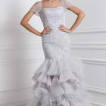High fashion outlet luxury evening dress made of tulle and lace with satin lining from the 2021 collection