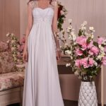 Abito da sposa Ancona in vendita online a prezzo economico stile impero realizzato in chiffon con coprispalle in pizzo
