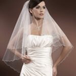 Simple wedding veil perfect for empire style wedding dresses two-layer decorated on the edges with sparkles