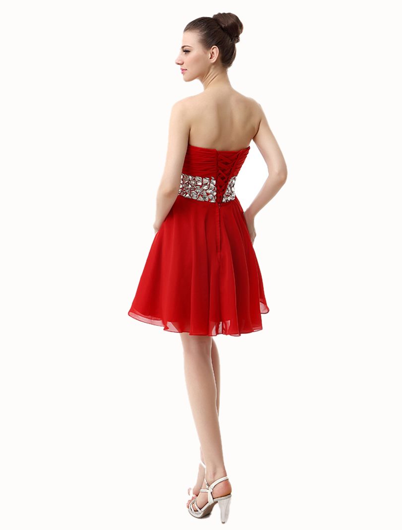 Elegante vestido para adolecente corto y económico de color rojo