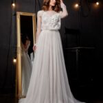 Very special bohemian chic wedding dress 2021 with semi-sheer long sleeves