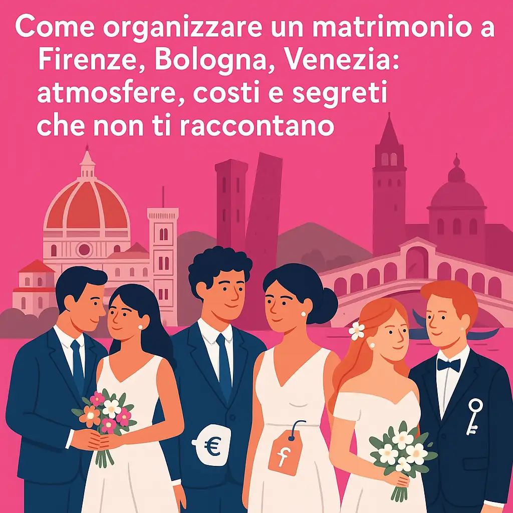 Come organizzare un matrimonio a Firenze, Bologna, Venezia: atmosfere, costi e segreti che non ti raccontano