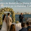 Ceremonia de boda en La Divina Pastora en La Habana con vista al mar y decoración elegante.