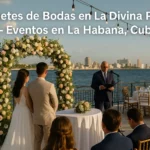 Ceremonia de boda en La Divina Pastora en La Habana con vista al mar y decoración elegante.